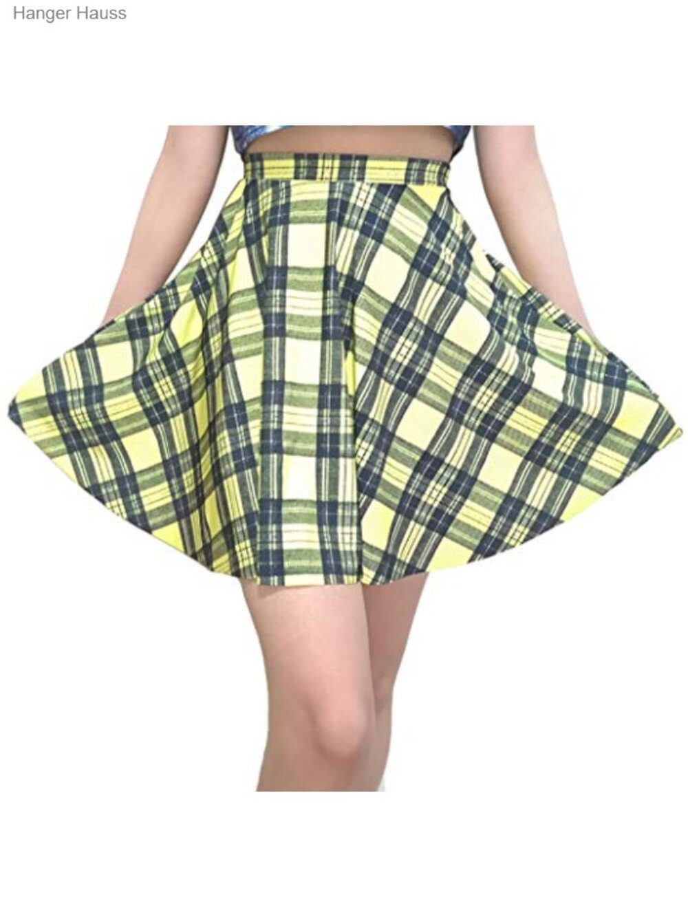 Pleated Elastic Waist Flared Midi Skater Skirt Polyester Spandex